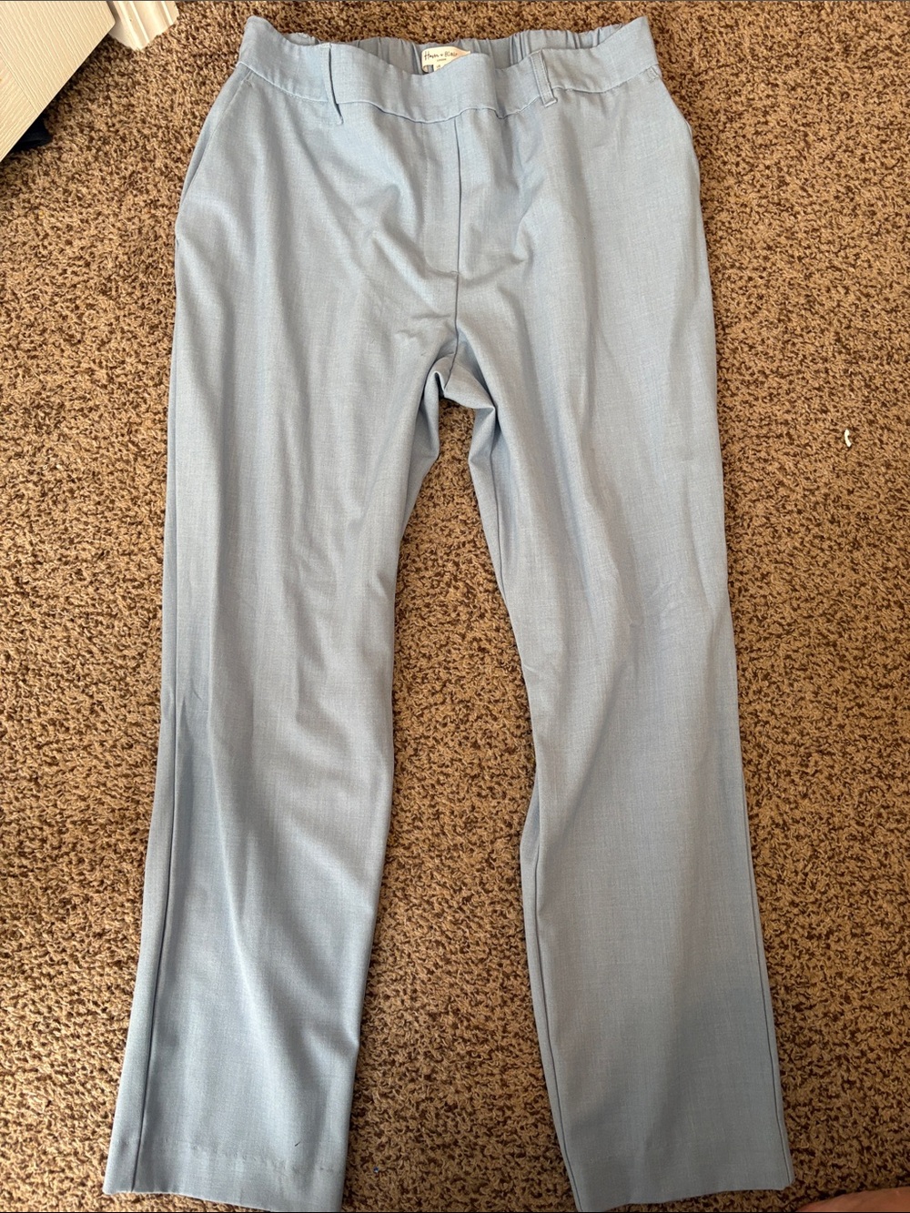 Light Blue Women's Straight-Leg Trousers